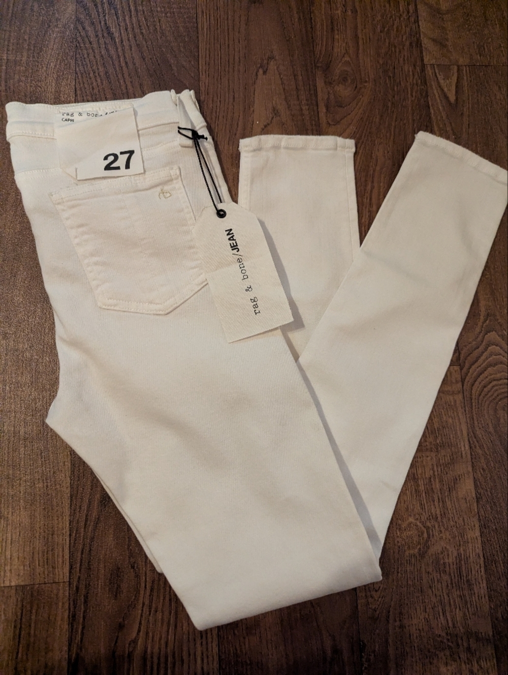 Rag & Bone New Skinny White Jeans Women’s Size 27" Capri Distressed Usa